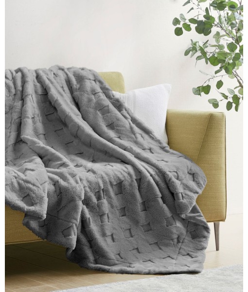 Claire Luxury Basketweave Faux-Fur Throw  50