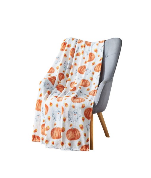 Halloween Friendly Ghosts  Pumpkins & Candy Corns Oversized Accent Throw Blanket - 50 In. W X 70 In. L