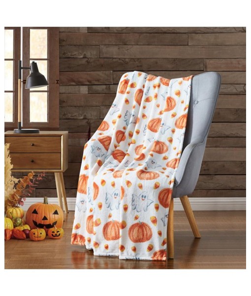 Halloween Friendly Ghosts  Pumpkins & Candy Corns Oversized Accent Throw Blanket - 50 In. W X 70 In. L